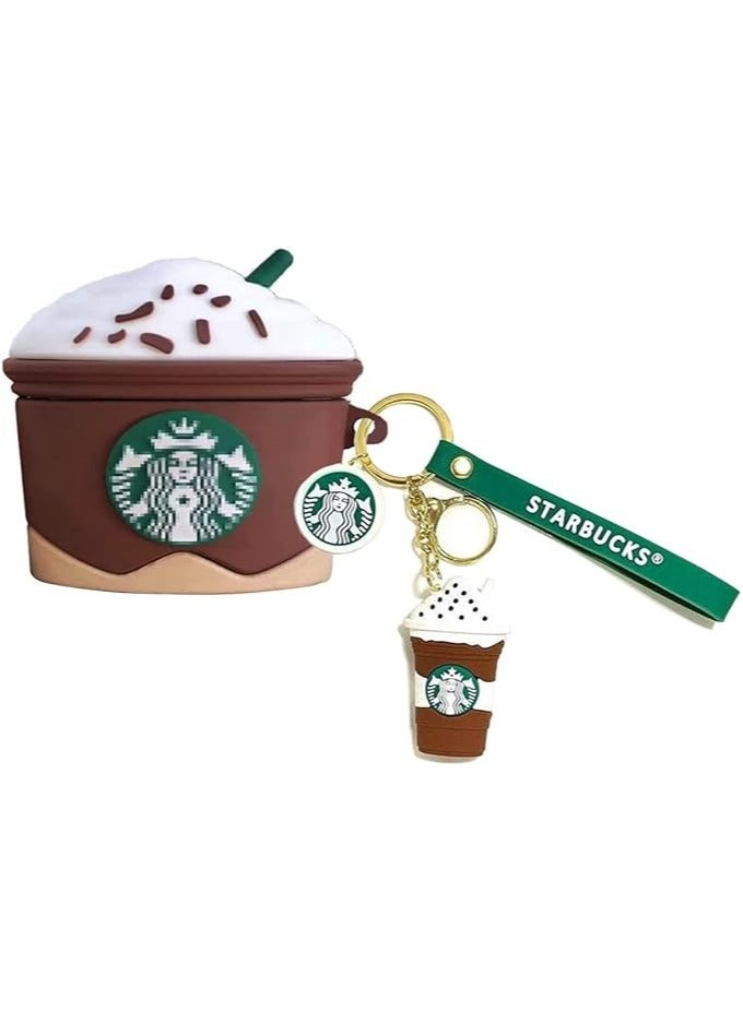 (Cappuccino) for Airpods 1/2 Case Cover 3D Cute Cartoon Funny Fun Soft Silicone Air pods Stylish Trendy Food Drink Unique Design Girls Boys Teen Kids Women Cases for Airpod 1& 2(brown)