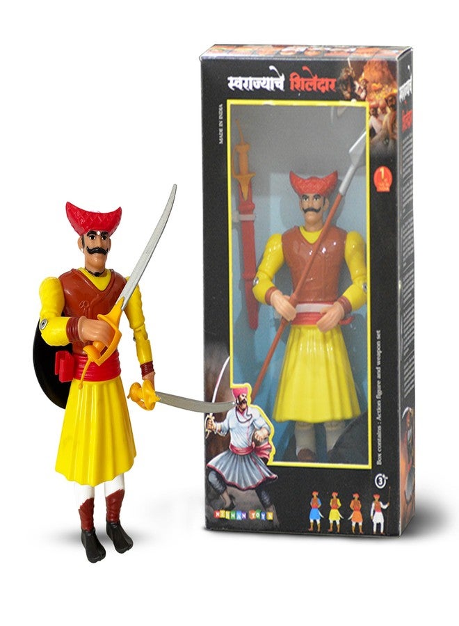 Swarajyache Shiledar - The True Super Hero - 6 Inch Tall Action Figure with Accessories (Mawala, Yellow) - Image 2