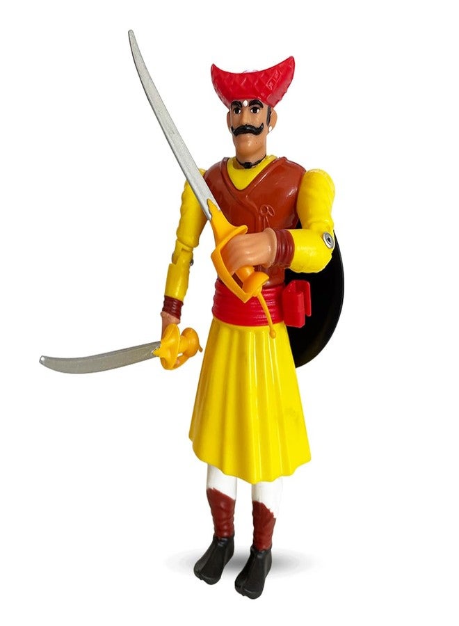 Swarajyache Shiledar - The True Super Hero - 6 Inch Tall Action Figure with Accessories (Mawala, Yellow) - Image 1
