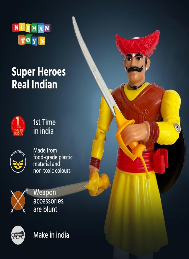 Swarajyache Shiledar - The True Super Hero - 6 Inch Tall Action Figure with Accessories (Mawala, Yellow) - Image 4