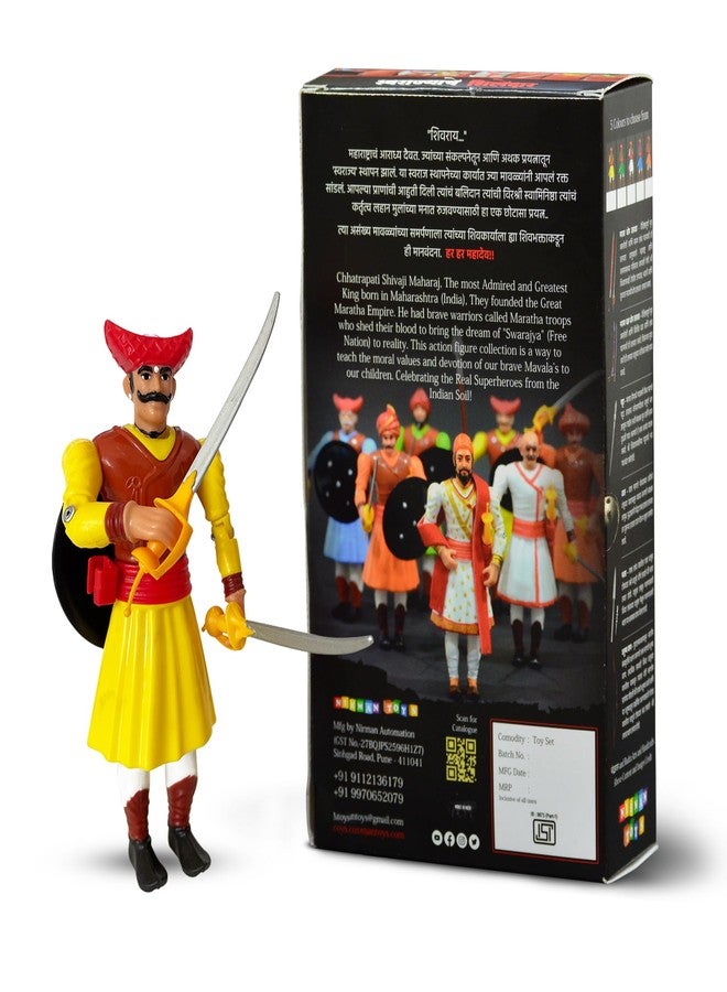 Swarajyache Shiledar - The True Super Hero - 6 Inch Tall Action Figure with Accessories (Mawala, Yellow) - Image 3