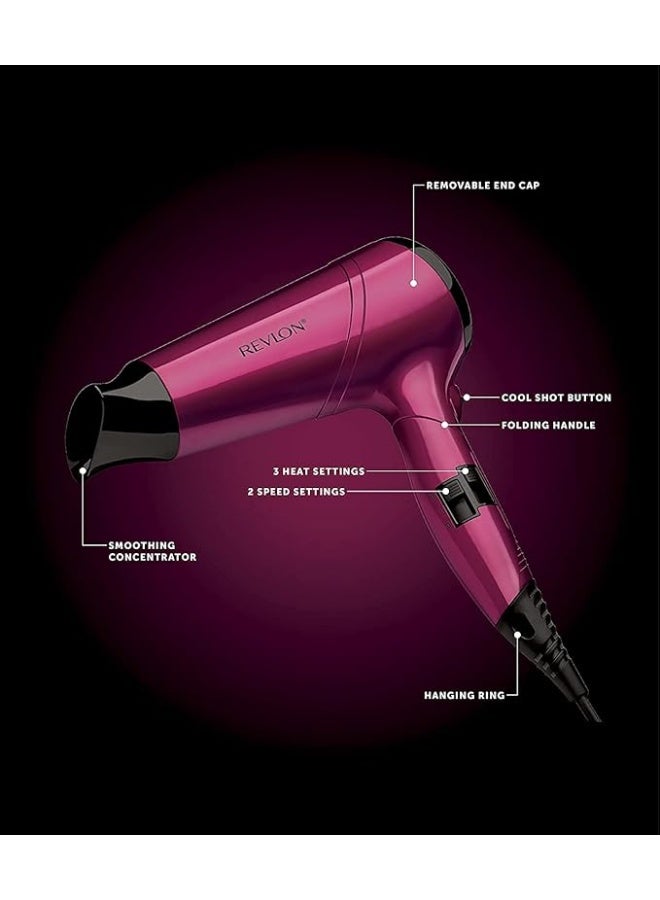 Revlon Frizz Fighter Hair Dryer, 2200 Watts, 2 speed and 3 heat setting, folding handle. Cool shot button. Pink 22.5 x 10 x 27cm - Image 2