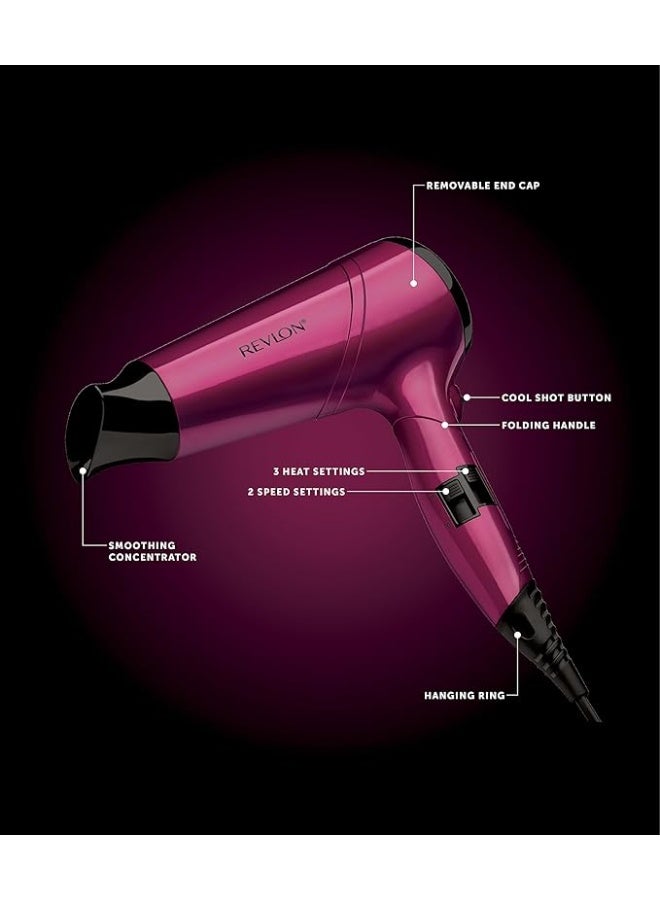 Revlon Frizz Fighter Hair Dryer, 2200 Watts, 2 speed and 3 heat setting, folding handle. Cool shot button. Pink 22.5 x 10 x 27cm - Image 5