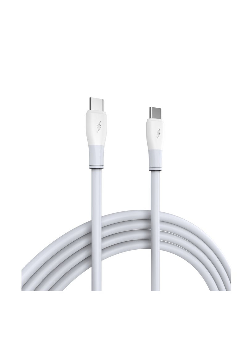 اى او سويت كابل iOsuite USB-C إلى USB-C مضفر بقدرة 100 واط للشحن السريع، متوافق مع آيفون 15–17 وآيباد وماك بوك وسامسونج وأجهزة USB-C – نايلون مضفر، توصيل طاقة 3 أمبير، نقل بيانات 480 ميجابت/ث، 1.2 متر أبيض (RY-X36) - Image 2