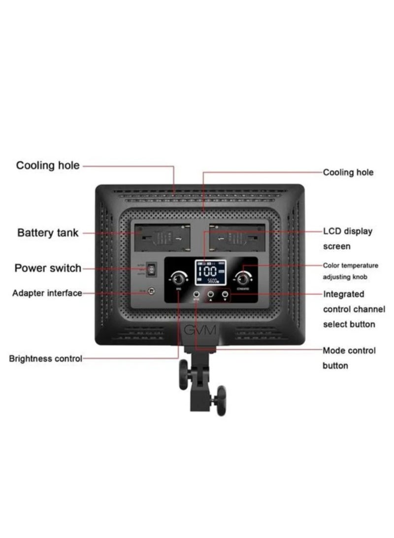 جي في أم لوحة LED ناعمة GVM R500R 50 واط بي-كلر وRGB – قابل للتعتيم للإستوديو والفيديو، 3200K–5600K، مؤشر CRI 97+ للتصوير وصناعة الأفلام - Image 3