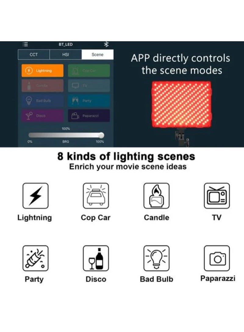 جي في أم لوحة LED ناعمة GVM R500R 50 واط بي-كلر وRGB – قابل للتعتيم للإستوديو والفيديو، 3200K–5600K، مؤشر CRI 97+ للتصوير وصناعة الأفلام - Image 2