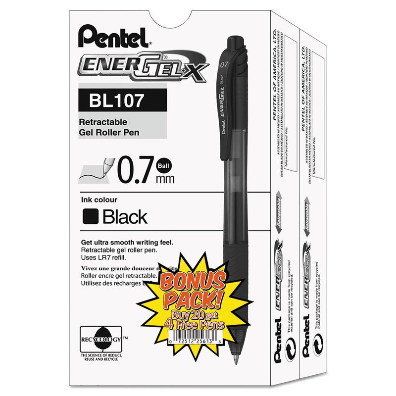 Pentel أقلام جل قابلة للسحب من بنتل إنرجل (BL107ASW2) 24 حزمة - Image 3