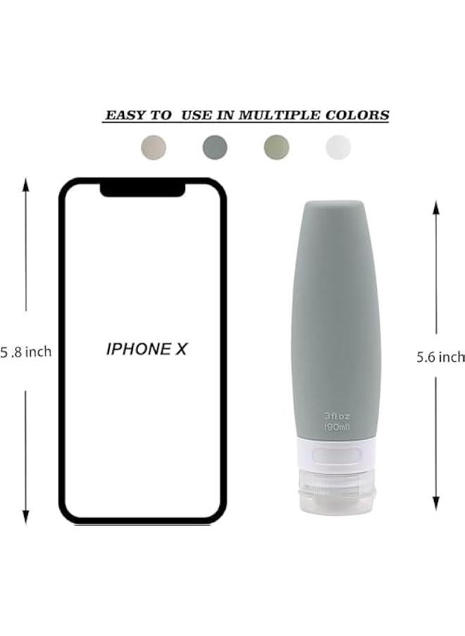 HOOKOR Silicone Travel Bottles - Refillable Toiletry Containers,4-Pcs Set with TSA Approved EVA bag, Leak Proof Squeezable and Portable Travel Bottles Set for Traveling, 3oz/ 90ml  - Image 2