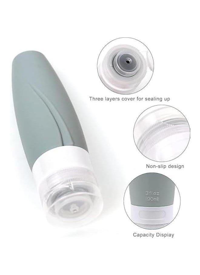 HOOKOR Silicone Travel Bottles - Refillable Toiletry Containers,4-Pcs Set with TSA Approved EVA bag, Leak Proof Squeezable and Portable Travel Bottles Set for Traveling, 3oz/ 90ml  - Image 3