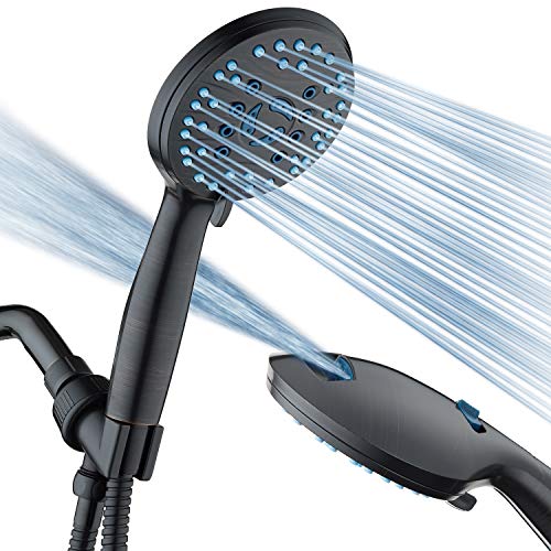 Hotel Spa AquaCare High Pressure 8-mode Handheld Shower Head, Anti-clog Nozzles - Built-in Power Wash to Clean Tub, Tile & Pets, Extra Long 6 ft. Stainless Steel Hose, Wall & Overhead Brackets - Image 1