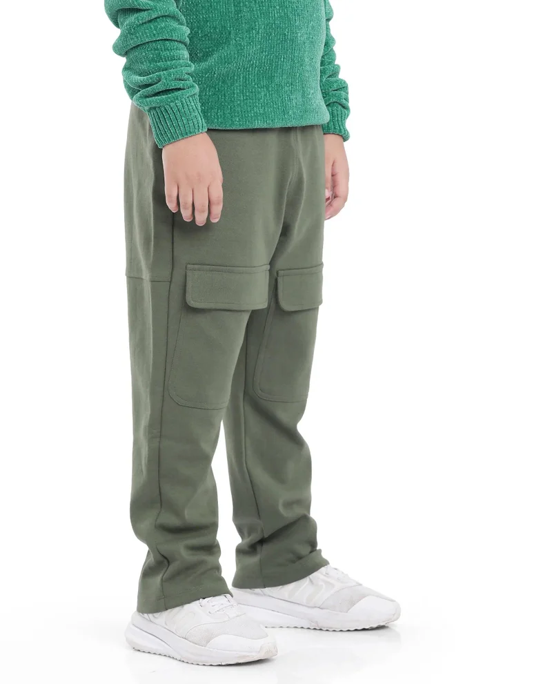 Rare Ones Rare Ones Kids Tami Green Cotton Poly Regular Fit Multipocket Solid Trackpant