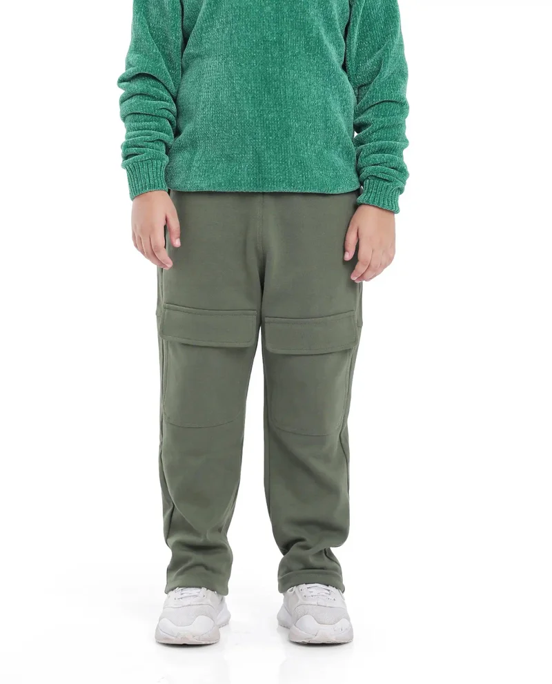 Rare Ones Rare Ones Kids Tami Green Cotton Poly Regular Fit Multipocket Solid Trackpant