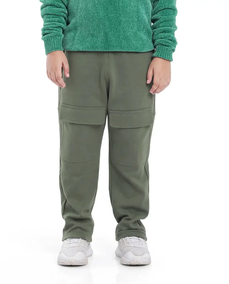 رير ونز Rare Ones Kids Tami Green Cotton Poly Regular Fit Multipocket Solid Trackpant