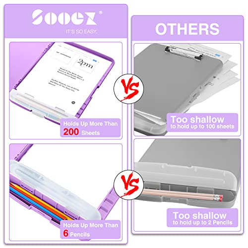 Sooez Clipboards with Storage, High Capacity Clip Boards 8.5x11 with Storage, Heavy Duty Nursing Clipboard Folder, Plastic Clipboard with Pen Holder for Women Teachers Work, School & Office Supplies - Image 2