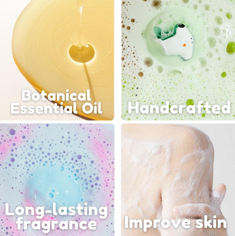 Yuwell 12-Pack Ocean Series Bath Bombs Gift Set with Surprise Sea Animal Toys, Natural Essential Oil Bath Fizzies for Kids & Adults, Handmade Bubble Spa Bombs for Relaxation, Moisturizing & Skin Care - Image 5