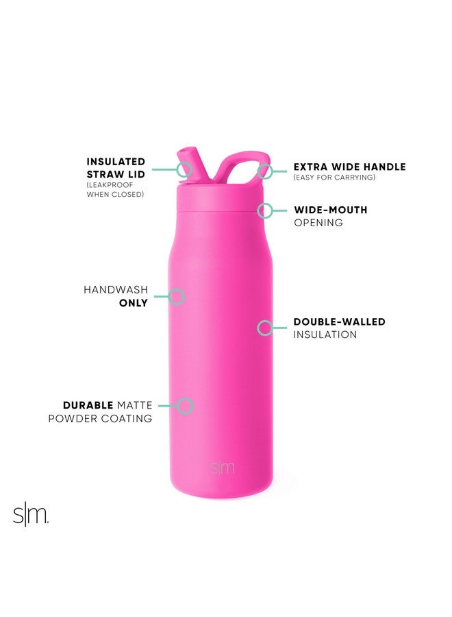 Simple Modern Water Bottle with Straw lid | Insulated Stainless Steel Thermos | Reusable Travel Water Bottles for Gym & Sports | Leak Proof & BPA Free | Mesa Collection | 34oz, Raspberry Vibes - Image 3