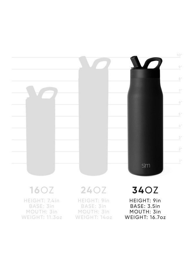 Simple Modern Water Bottle with Straw lid | Insulated Stainless Steel Thermos | Reusable Travel Water Bottles for Gym & Sports | Leak Proof & BPA Free | Mesa Collection | 34oz, Raspberry Vibes - Image 4