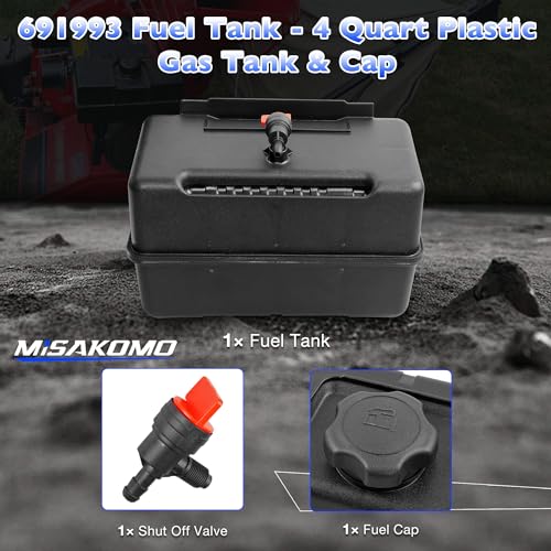 Misakomo 691993 Fuel Tank - 4 Quart Plastic Gas Tank with Shut Off Valve and Cap - Fuel Gas Tank Compatible with Lawn and Garden Equipment Engines - Lawnmower Gas Tank for Remote Mounting - Image 5