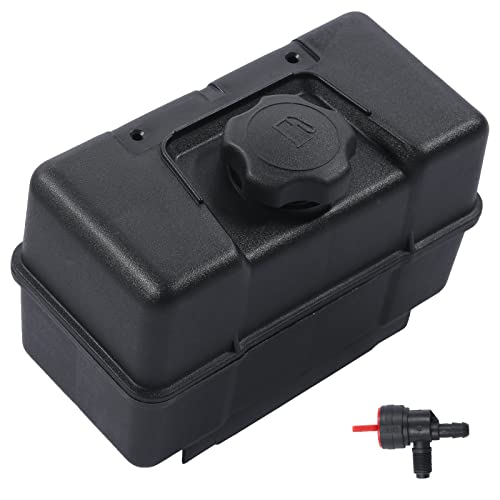 Misakomo 691993 Fuel Tank - 4 Quart Plastic Gas Tank with Shut Off Valve and Cap - Fuel Gas Tank Compatible with Lawn and Garden Equipment Engines - Lawnmower Gas Tank for Remote Mounting - Image 1