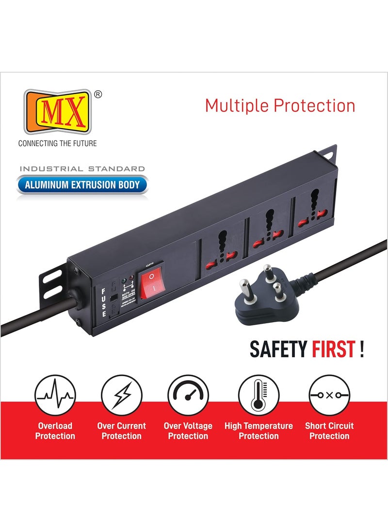 MX MX Extension Board 3 Outlet 3000W 15 AMP Socket 3 Socket 15 amp Spike Protector 15 MTR  - Image 4