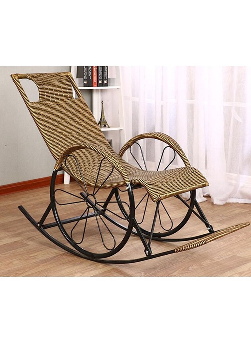 DubaiGallery Rocking Chair Recliner Adult Balcony Household Leisure Chair Outdoor Elderly Adult Nap Double Deck Red Brown - Image 2