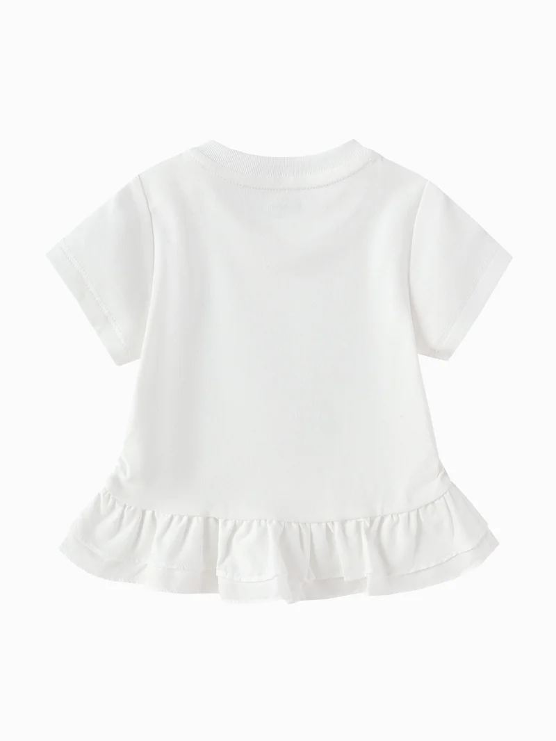 Balabala White Baby Girls Round v-neck short-sleeved T-shirt for Women | Best Price UAE