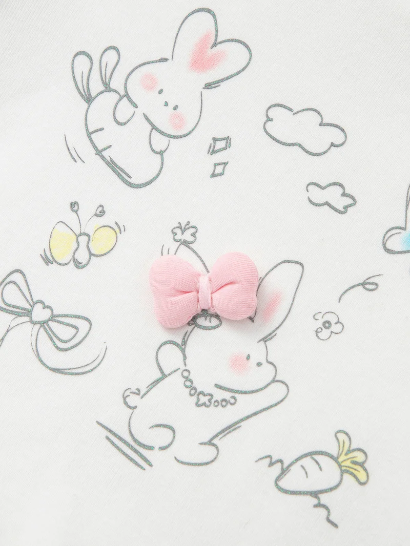 Balabala White Baby Girls Round v-neck short-sleeved T-shirt for Women | Best Price UAE