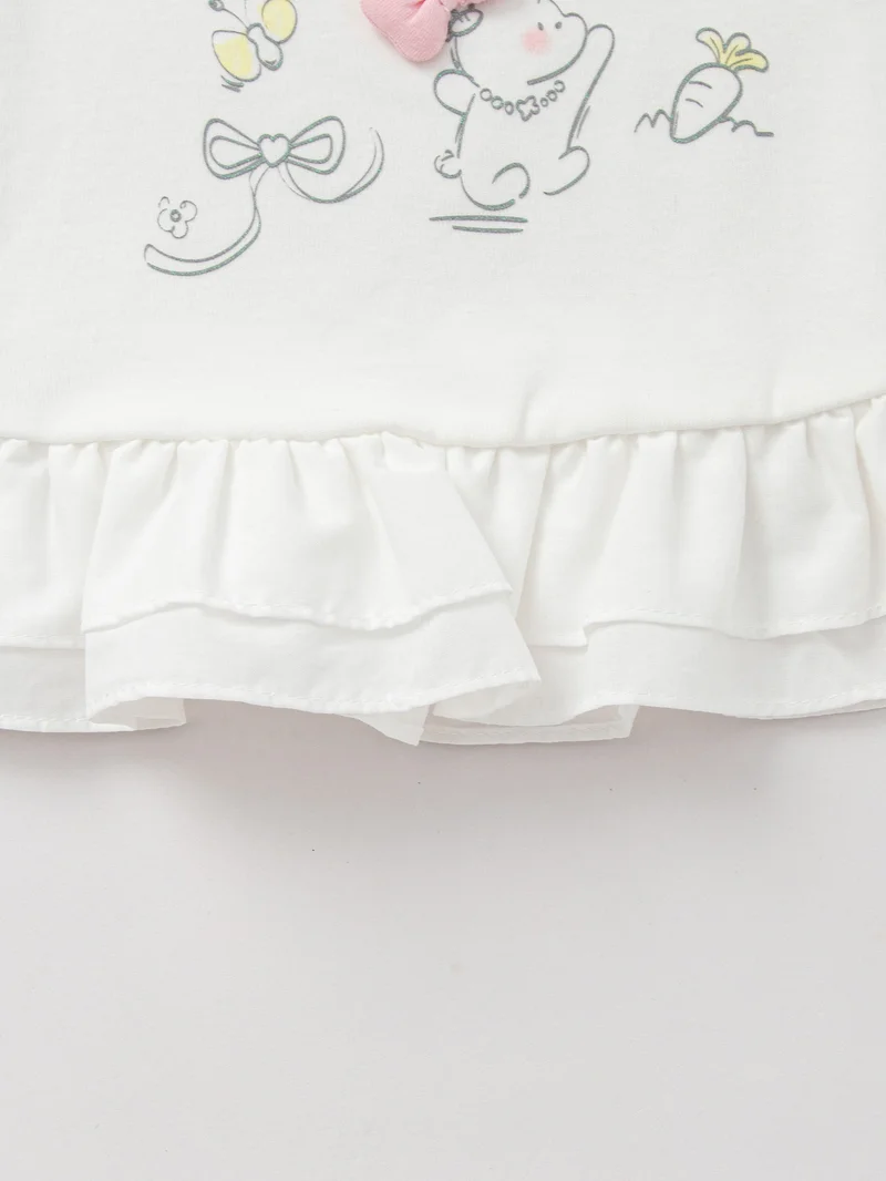 Balabala White Baby Girls Round v-neck short-sleeved T-shirt for Women | Best Price UAE