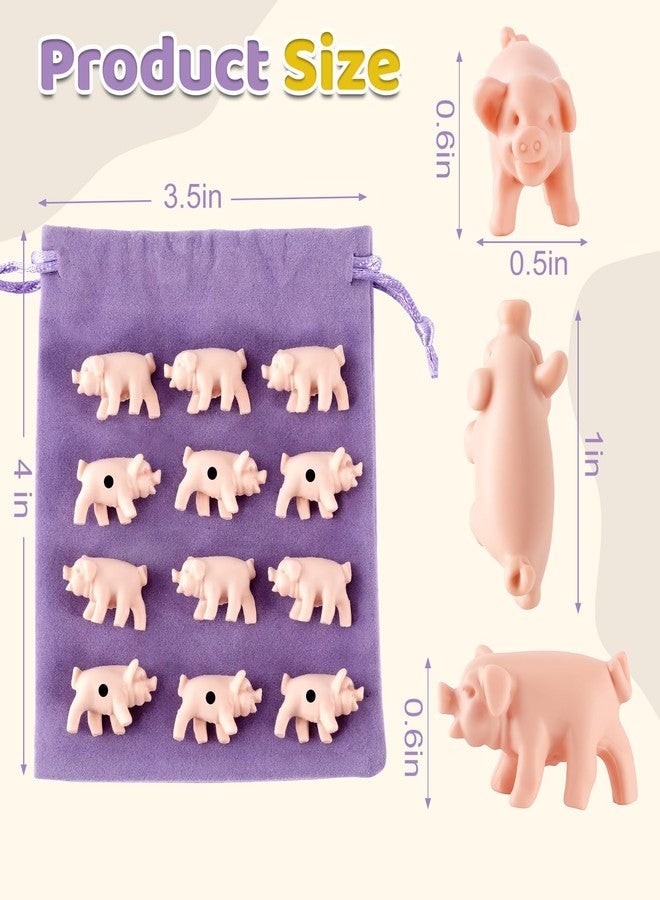 JUXINGDAZYF 15Pcs Mini Pig Game Set with Markings, Portable Toss the Pig Dice with Storage Bag – No Scoring Card, Travel Tabletop Family Games, Funny Party Favors & Camping Gifts for Adults - Image 2