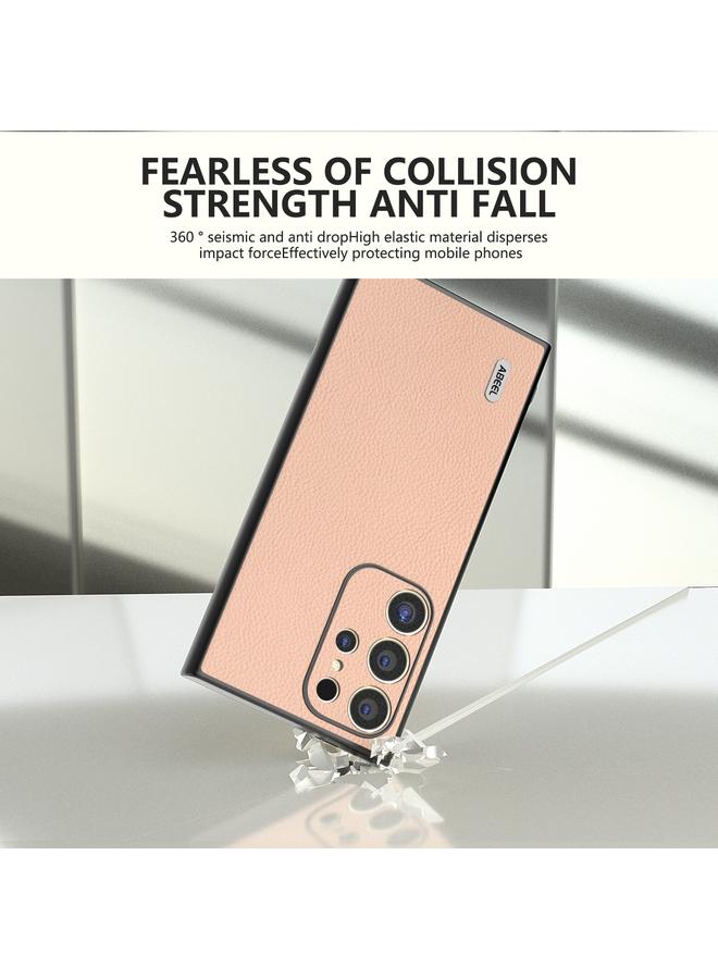 اس-توب جراب لهاتف Samsung Galaxy S24 Ultra 5G من ABEEL مصنوع من الجلد الطبيعي + PC بنسيج الليتشي - Image 2