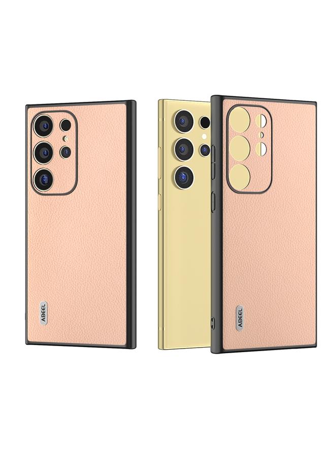 اس-توب جراب لهاتف Samsung Galaxy S24 Ultra 5G من ABEEL مصنوع من الجلد الطبيعي + PC بنسيج الليتشي - Image 1