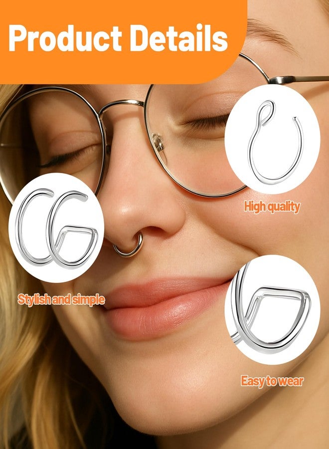 Indusoire مجموعة إندوسوار من 6 قطع من دبابيس الأنف بدون ثقب، حلقات أنف بمشبك للنساء والرجال، حلقة أنف مزيفة للبشرة الحساسة، مجوهرات أنف أنيقة للمناسبات الخاصة - Image 3