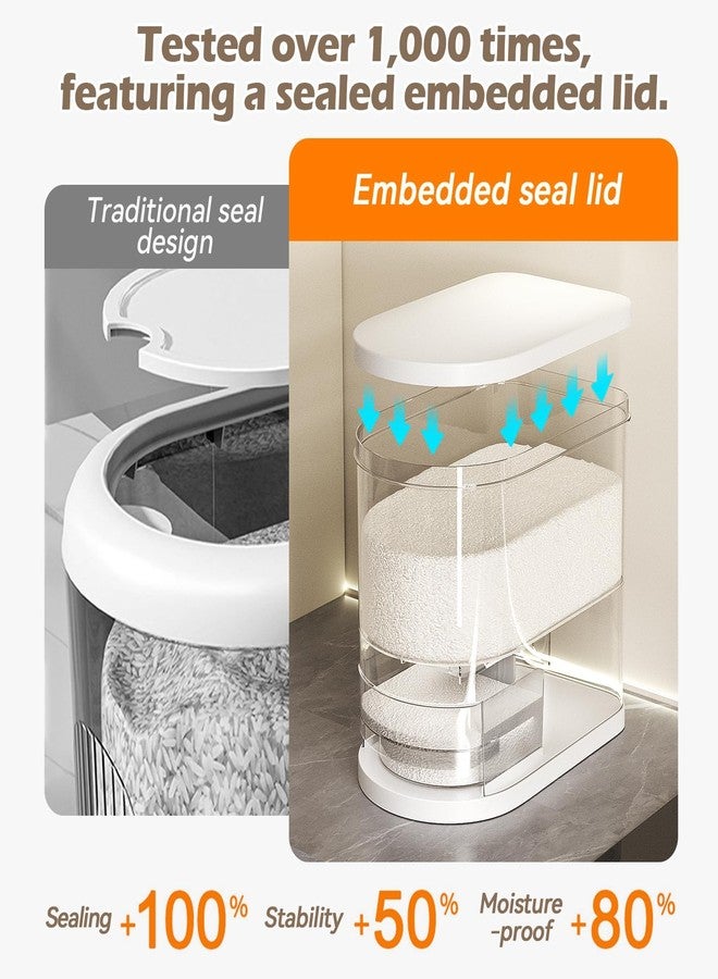 SYNCVIBE Large Rice Dispenser 22-25Lbs, Cereal Dispenser Rice Container Food Storage Container with Measuring Cup, Cereal Containers Storage Kitchen Storage Household Moisture Proof Holder, White - Image 5