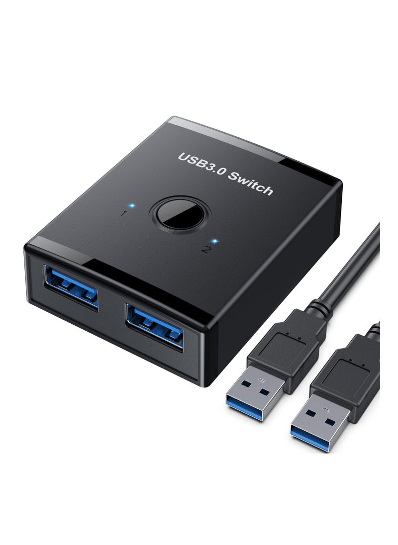 KASTWAVE - USB 3.0 Switch Selector, Bi-Directional USB Switch 2 in 1 Out / 1 in 2 Out, USB Switcher Adapter for Keyboard Mouse Scanner Printer, USB KVM Switch Compatible with Mac/Windows/Linux - Image 1