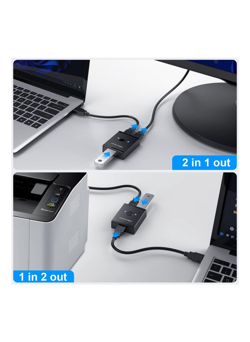 KASTWAVE - USB 3.0 Switch Selector, Bi-Directional USB Switch 2 in 1 Out / 1 in 2 Out, USB Switcher Adapter for Keyboard Mouse Scanner Printer, USB KVM Switch Compatible with Mac/Windows/Linux - Image 1