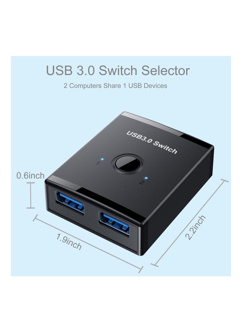 KASTWAVE - USB 3.0 Switch Selector, Bi-Directional USB Switch 2 in 1 Out / 1 in 2 Out, USB Switcher Adapter for Keyboard Mouse Scanner Printer, USB KVM Switch Compatible with Mac/Windows/Linux - Image 1