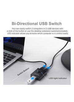 KASTWAVE USB 3.0 Switch Selector, Bi-Directional USB Switch 2 in 1 Out / 1 in 2 Out, USB Switcher Adapter for Keyboard Mouse Scanner Printer, USB KVM Switch Compatible with Mac/Windows/Linux  - Image 4