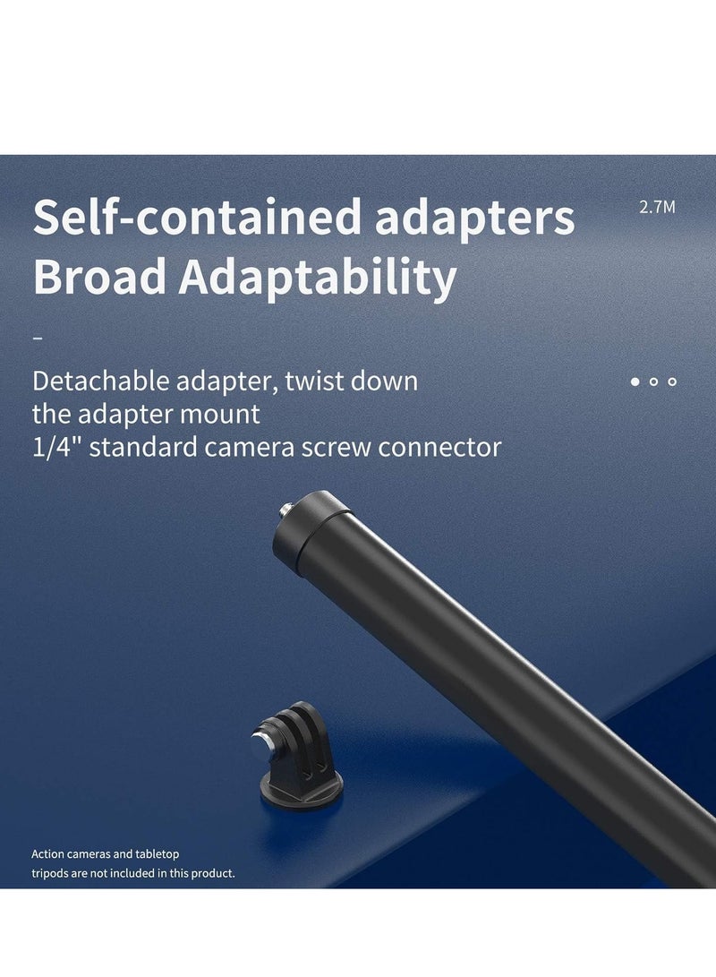 تيليسن عصا سيلفي TELESIN بطول 106 بوصة (ترقية 2.7 متر) من ألياف الكربون قابلة للتمديد باليد لـ GoPro Max Hero 11 10 9 8 7 6 5، DJI Action 3، Insta360 X3، ONE X2 وغيرها من كاميرات الحركة - Image 4