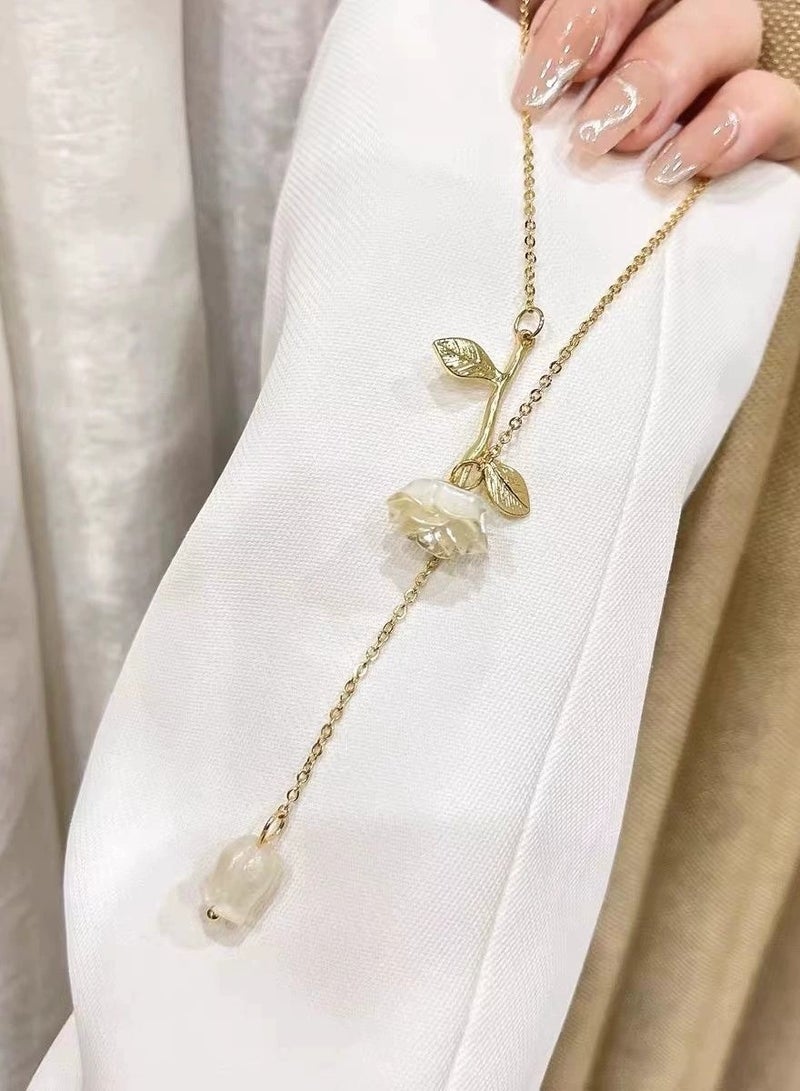 Goolsky Rose Pendant Necklace – French-Inspired Romantic Jewelry for Women | Elegant Everyday Collarbone Chain  - Image 5
