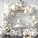 Blocesa Pearl White Balloons Arch Kit Double Stuffed White Sand Beige Ivory Balloons Pastel White Bobo Balloons Arch Kit for Wedding Birthday Party Engagement Decorations - Image 3