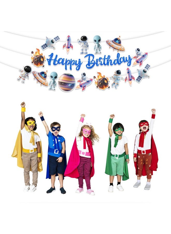 TBEEJ Space Party Banners 3Pcs Happy Birthday Garland Banners for Boy Girls Theme Baby Shower Birthday Party Supplies - Image 2