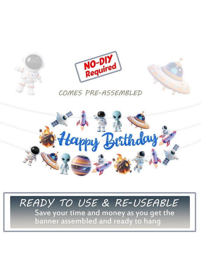 TBEEJ Space Party Banners 3Pcs Happy Birthday Garland Banners for Boy Girls Theme Baby Shower Birthday Party Supplies - Image 5