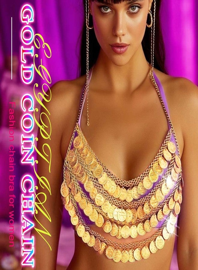 Nicute Gold Coin Bra Chain Body Chain Ancient Egyptian Body Jewelry for Women - Image 3