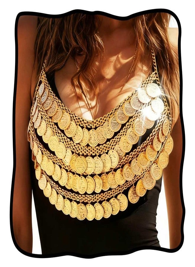 Nicute Gold Coin Bra Chain Body Chain Ancient Egyptian Body Jewelry for Women - Image 1
