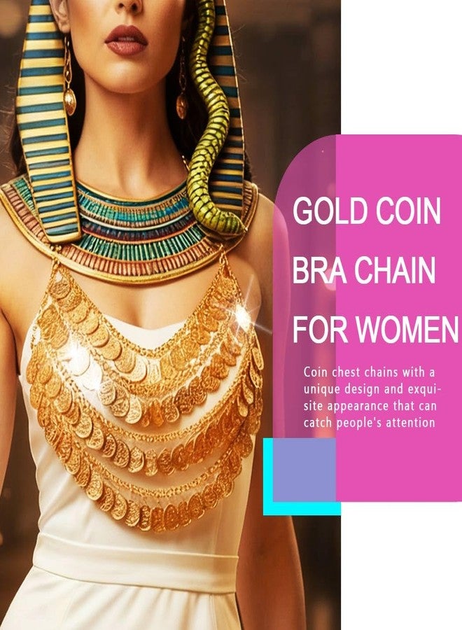 Nicute Gold Coin Bra Chain Body Chain Ancient Egyptian Body Jewelry for Women - Image 4