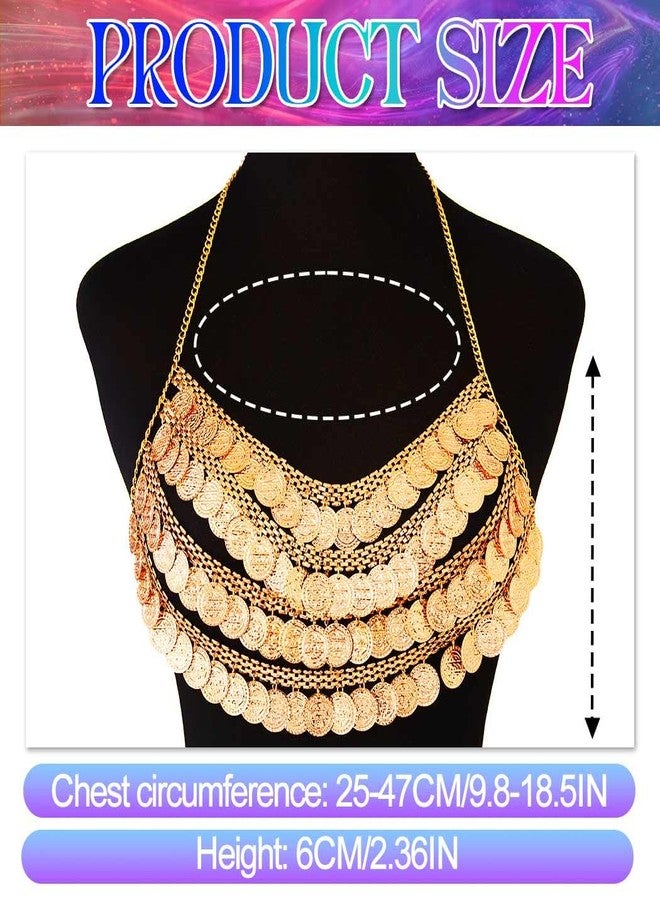 Nicute Gold Coin Bra Chain Body Chain Ancient Egyptian Body Jewelry for Women - Image 2