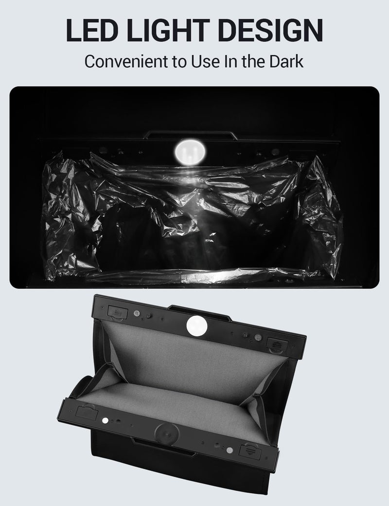 Basenor حاوية قمامة BASENOR 2026 المحدثة لسيارات تسلا موديل Y/3/S/X وCybertruck، [مغناطيس قوي] [مقاوم للماء] حاوية قمامة مزودة بإضاءة LED، ملحقات داخلية معلقة على ظهر المقعد 2017-2026 - Image 4