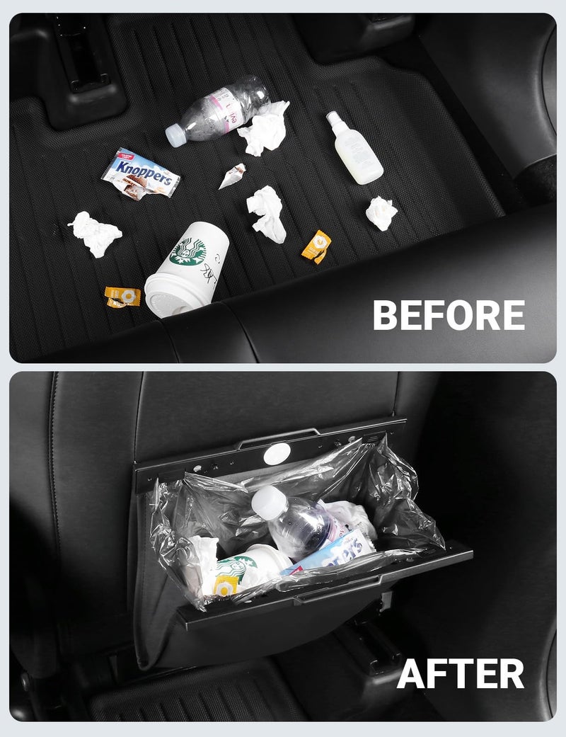 Basenor حاوية قمامة BASENOR 2026 المحدثة لسيارات تسلا موديل Y/3/S/X وCybertruck، [مغناطيس قوي] [مقاوم للماء] حاوية قمامة مزودة بإضاءة LED، ملحقات داخلية معلقة على ظهر المقعد 2017-2026 - Image 3