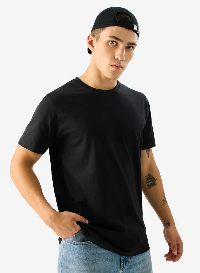 The Souled Store Men Black Cotton Short Sleeve T-Shirt