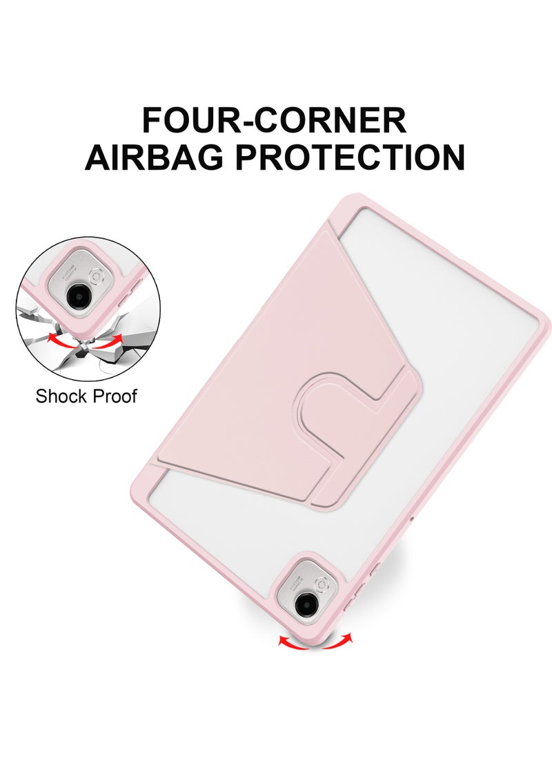 غلاف الدوار متوافق مع Honor Pad X9a ، غطاء الدوران 360 درجة ، غطاء مفتوح متعدد الزوايا ، مع قلم وردي